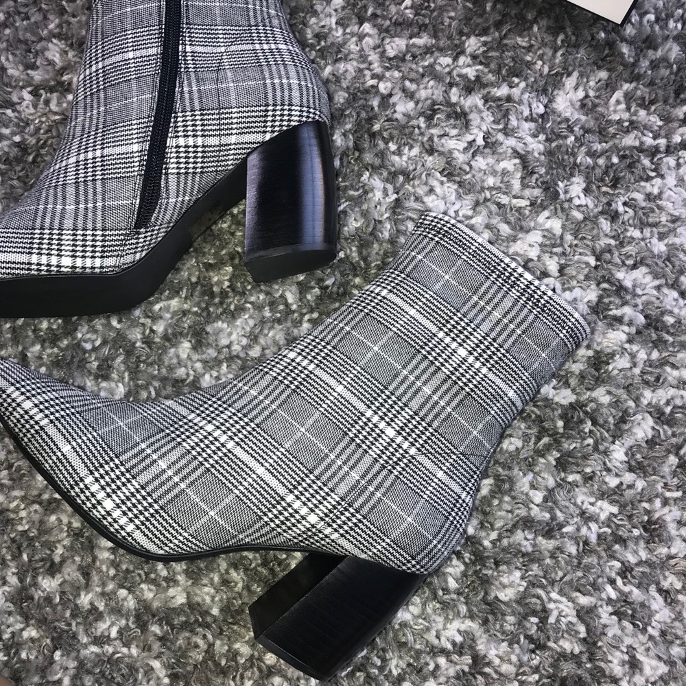 Jeffrey Campbell Sport Plaid Pointy Toe Bootie in Gray - Picture 13 of 17
